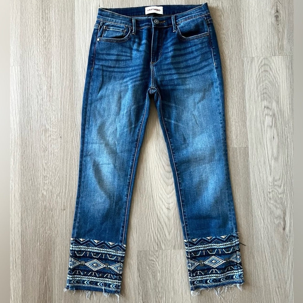 Driftwood Colette Embroidered Straight Leg Jeans
